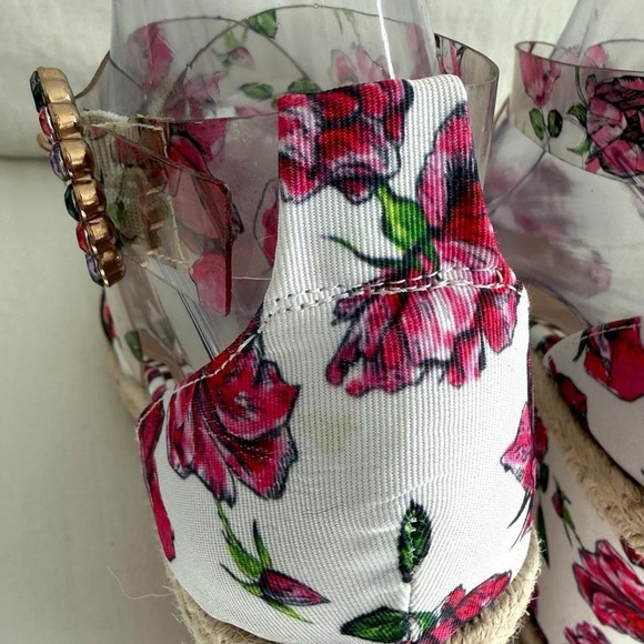 Betsey Johnson Fraser white & pink floral espadrille wedge sandals - Picture 4 of 7
